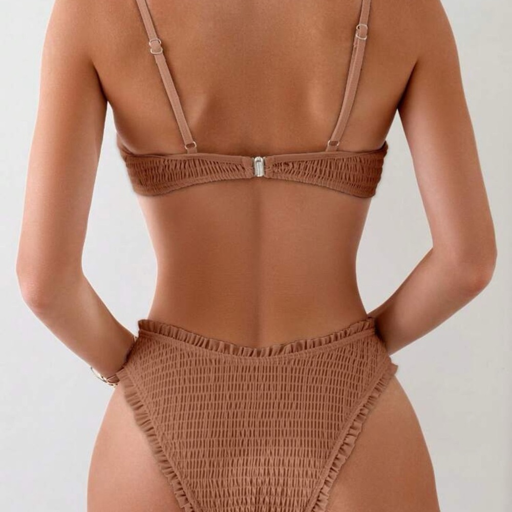 Brown Ruffled Bikini Set - Picture 2 of 2